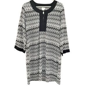 Dotti Swim Cover-Up Tunic Zig Zag Pattern Medium